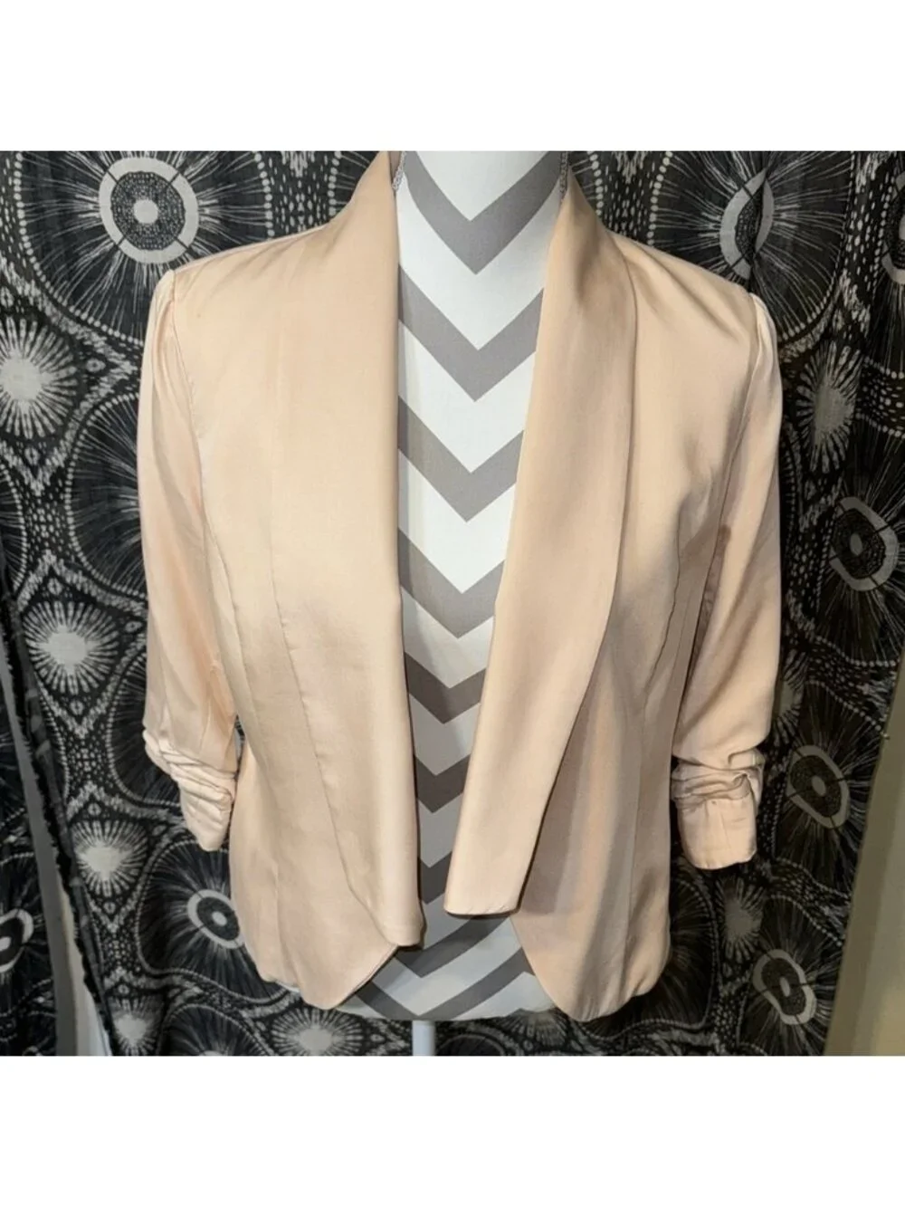 Pale Pink Velvet Heart Blazer - S